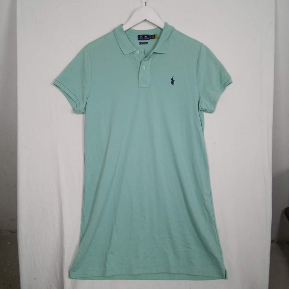 Polo Ralph Lauren Mint Green Short Sleeve Pique Polo Dress Navy Pony